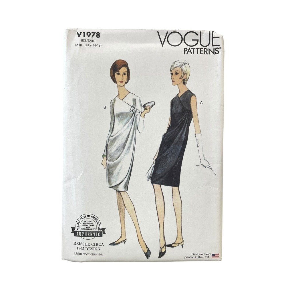 Vogue Patterns V1978 Misses' Dress B5 (8-10-12-14-16) 1965 Vintage Mod